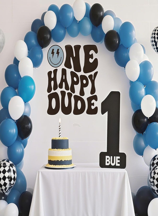 Dvehdbay One Happy Dude Birthday Decorations Blue - 1st Happy Birthday Decals for Backdrop, One Happy Dude Letter Decals Peel and Stick, First Birthday Stickers for Party Favors, Baby Shower Decor (Blue) - Image 1